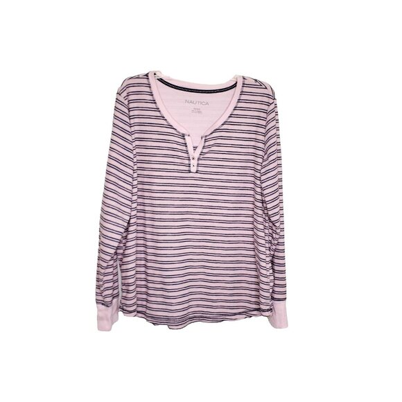 Nautica Fleece Long Pajama Sleepwear Set Pink and Navy Stripe Size XXL lounge - Picture 4 of 7